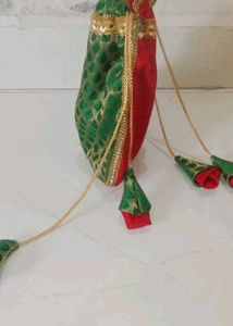 Elegant Red & Green Potli Bag
