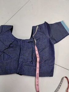 Light Blue Checked Cotton Saree ..