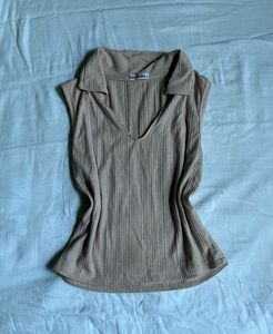 Ribbed V-Neck Top