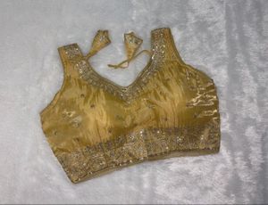 Golden Embellished Saree Blouse
