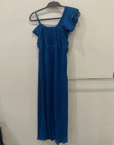 Blue Pleated Maxi Dress
