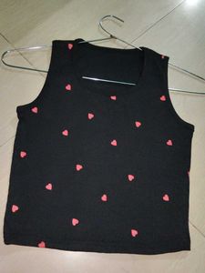 Cute Black Heart Print Tank Top