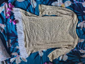 Embroidered Beige Kurti