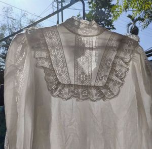 White Cute Lace Design Shirt🤍💕