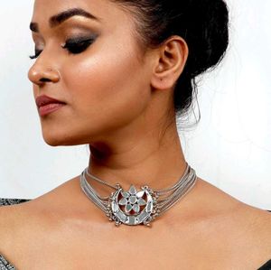 Silver Tone Statement Necklace