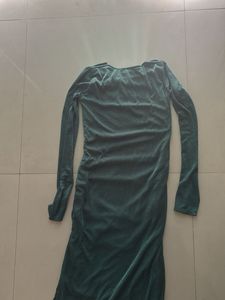 Green Ruched Bodycon Midi Dress