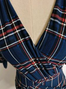 Stylish Plaid Wrap Mini Dress