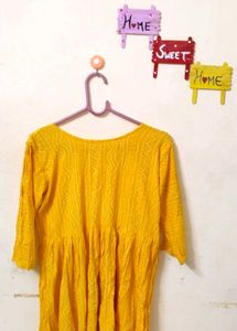 Yellow Printed Kurta