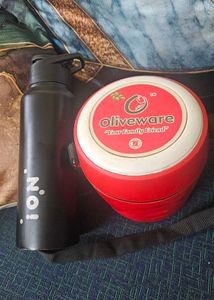 Microwave safe Lunch Box + Stainless steel Bottle
