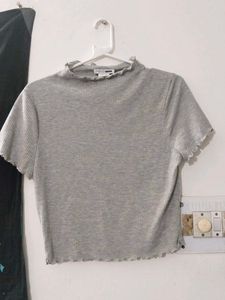 Grey Turtle Neck Top