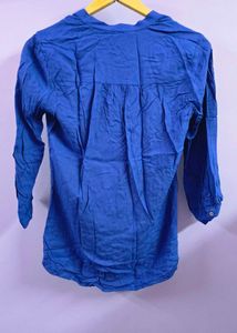 Park Avenue Women Blue Solid Shirt Style Top