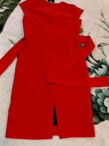 Chic Red Dress with Belt