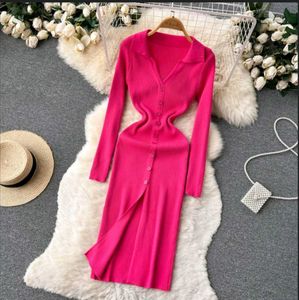 Women Pink Ribbed Midi Dress