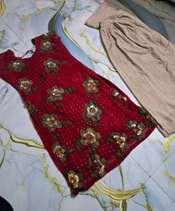 Elegant Red Floral Kurta Set