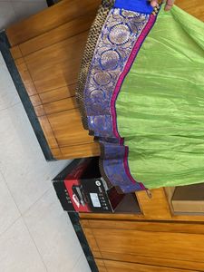 Parrot green silk blend Anarkali