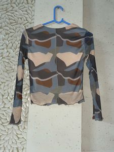 westside nuon Printed Mesh Top