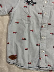 Fire Engine Print Shirt For Boys