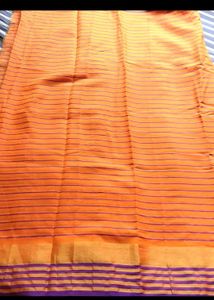 New Unused Orange Purple Saree