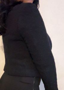 Elegant navy Crop coat with Pearl detail (item 58)