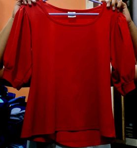 Red Puff Sleeve Top