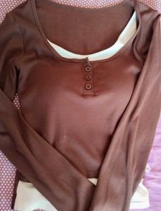 Brown Long Sleeve Top