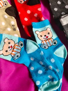 Cute Bear Socks - Set of 6 (3 To 7 Age)