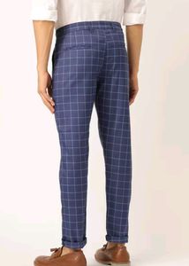 Checked Mid-Rise Slim Fit Chinos for Men