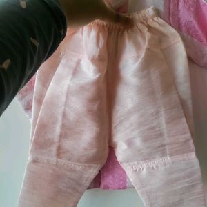 Pink Striped Kids Sherwani Set