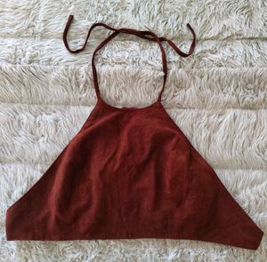 ✨Vintage Suede and Satin Halter Top✨