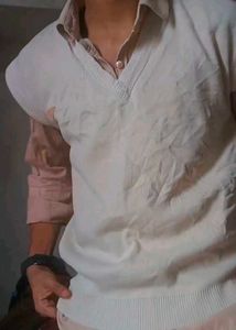 old money Beige Knit Sweater Vest