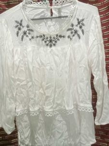 White Embroidered Top