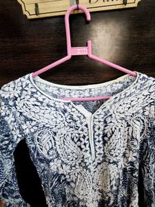 Printed Blue Lucknavi Kurta