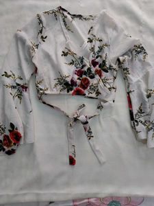 Cute Coquette Pintresty Wrap Up Crop Top