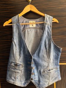 Classy Denim Corset Top With Back Belt Stretchable