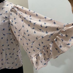 Pink Butterfly Sleeve Top