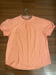 DNMX SCHIFFLI EMBROIDERED TOP WITH PUFFED SLEEVES