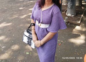 Purple Casual Dress (Belt Not Included)