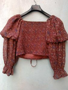 New With Tag Korean Floral Print Long Sleeve Top