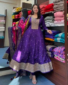 Elegant Purple Anarkali Kurta Set