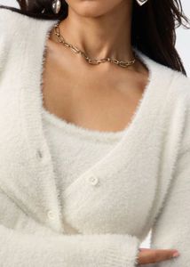 very Fluffy White Cropped Cardigan