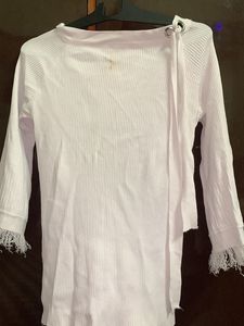 Korean Style White Top For Women
