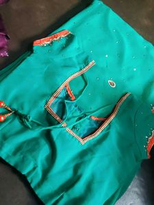 Elegant Green Embellished Saree 💚