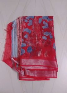 Red Floral Saree,wore once