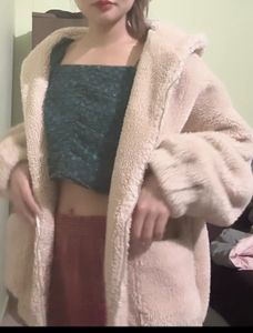 fur faux hooded jacket