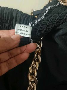 Chain Strap Black Crop Top