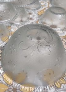 Vintage Etched Glass Dinner-Set &amp; Dessert Bowls