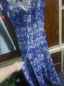 Blue Patterned Maxi Dress