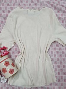 Cute Bodycon White Top with ruffled edges