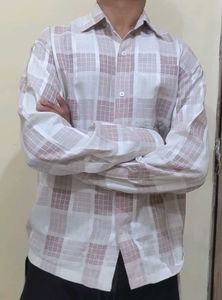 checked pattern men off white shirts