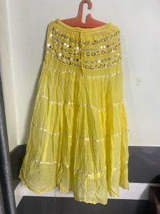 Yellow Mirror Work Skirt